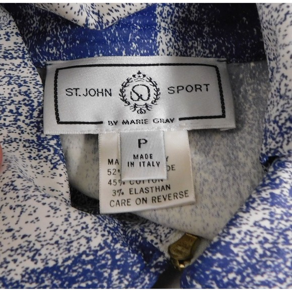 St John Sport Geometric Print Poly Cotton Stretchy Full Zip Jacket Italy sz P - Picture 5 of 5